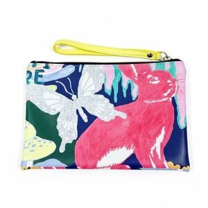 Thursday Friday Psychedelic Pink Rabbit Cosmetic Pouch Wristlet Bag Clutch